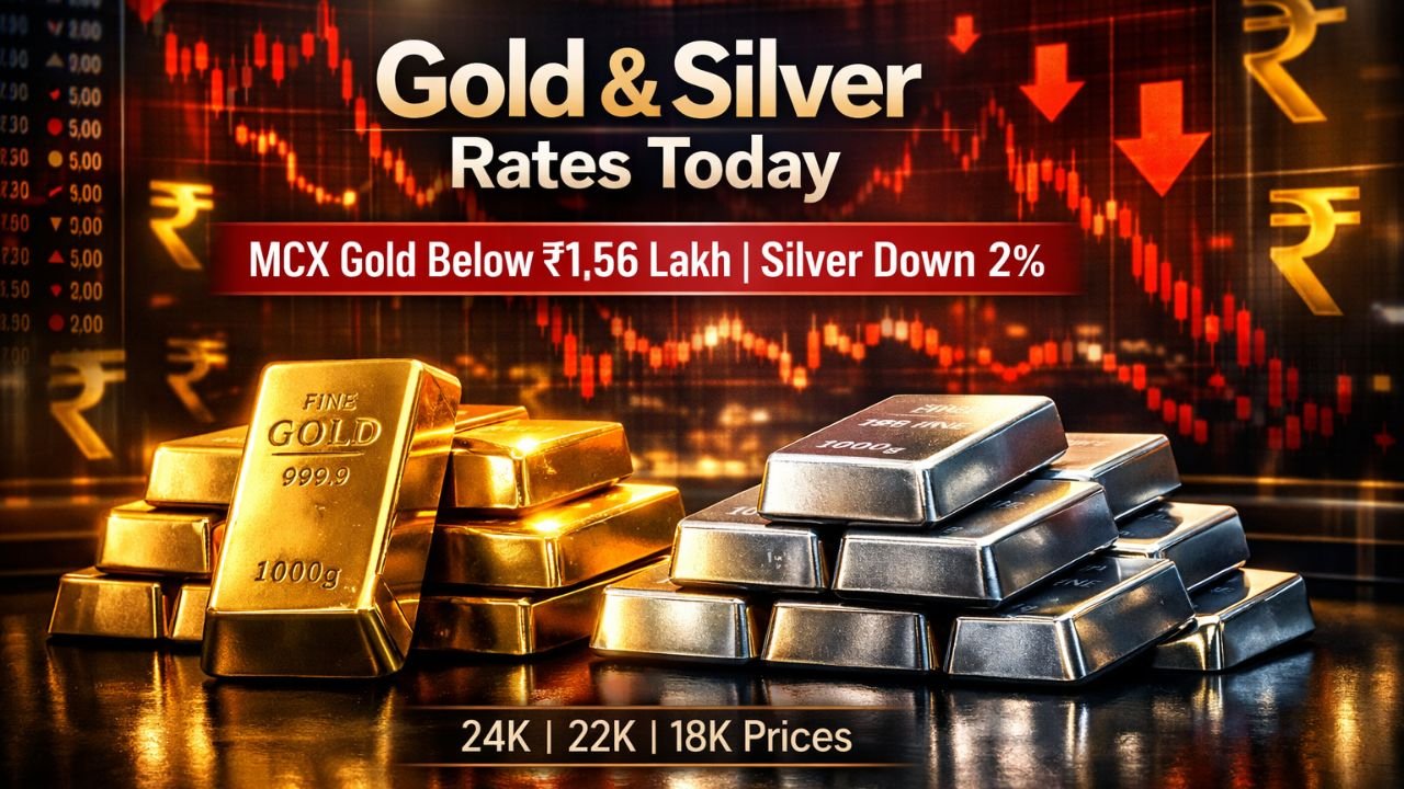 Gold & Silver Rates Today: MCX Gold Slips Below ₹1.56 Lakh, Silver Tumbles 2% – Check 24K, 22K, 18K Prices