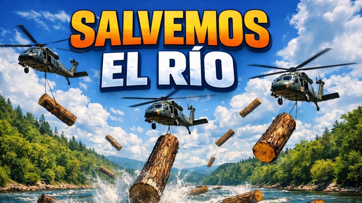 Helicópteros están arrojando troncos sobre ríos de Estados Unidos más de 6.000 árboles con un objetivo vital (1)